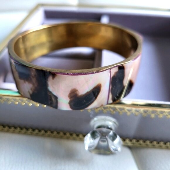 Vintage Brass Abalone Shell Round Bangle Bracelet Handcrafted Boho - Picture 2 of 8